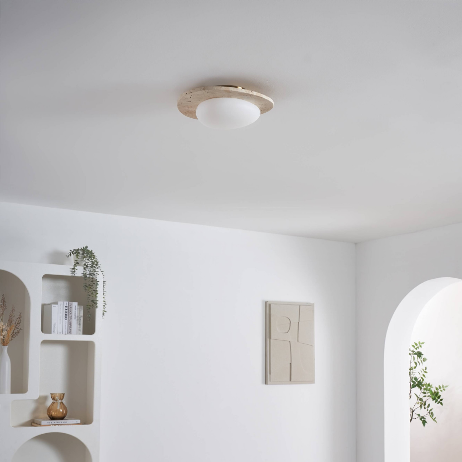 Plafonnier LED travertin naturel - NYMÉRIA