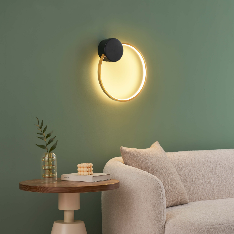 Applique circulaire LED anneau doré - ALISA