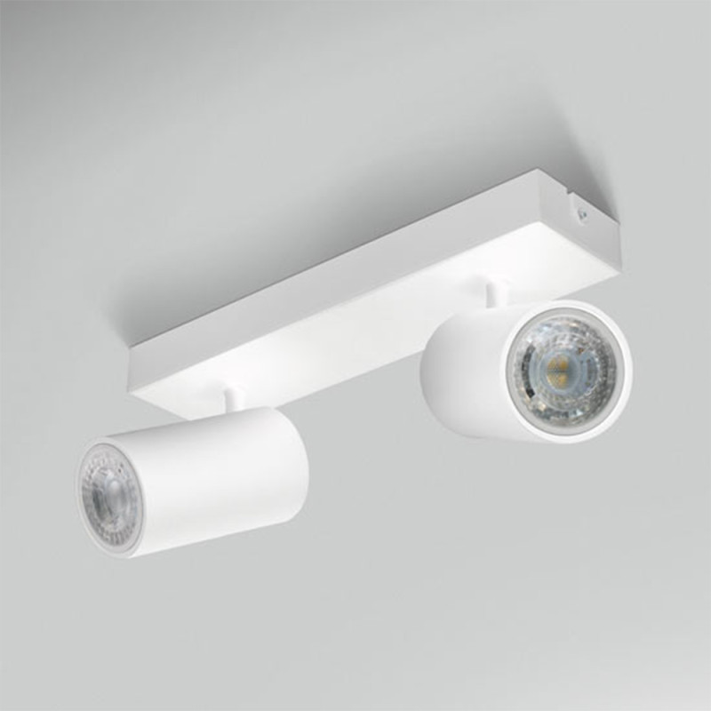 Spot Double Blanc Ampoule Gu10 Orientable Et Inclinable