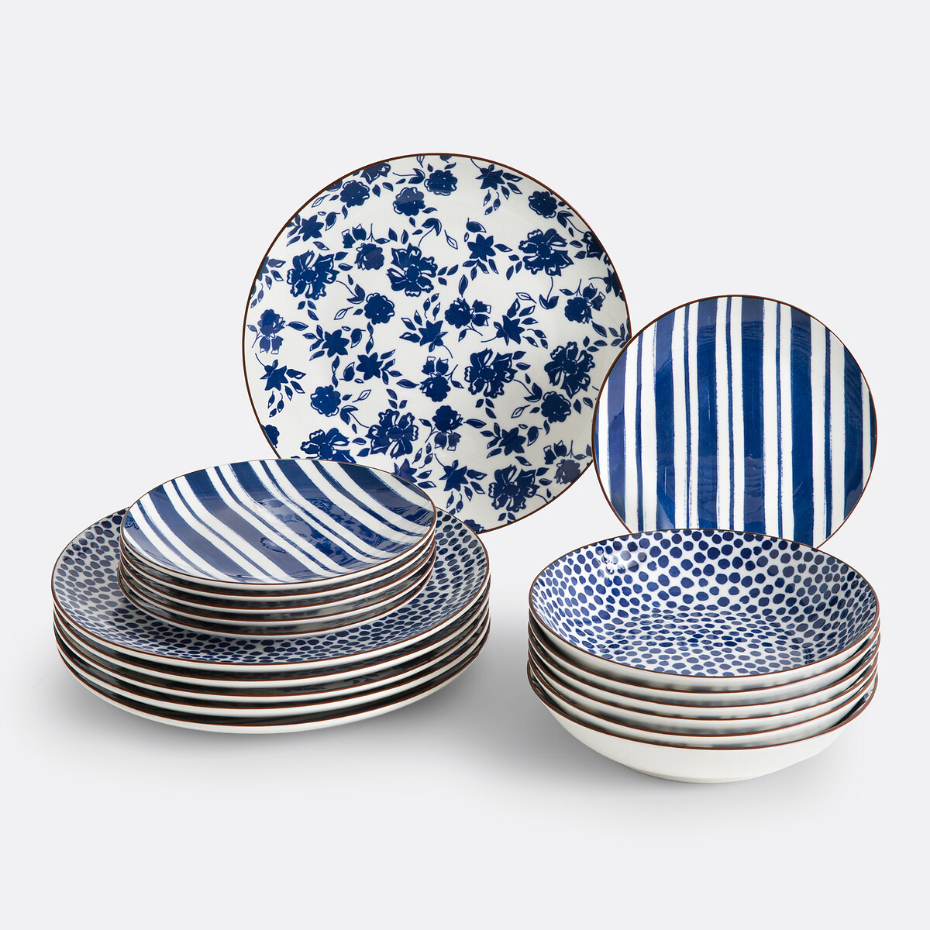 Service de 18 assiettes en porcelaine, Sienna