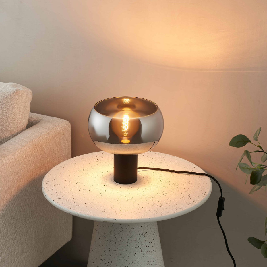 Lampe à poser verre fumé et marbre - MILAN