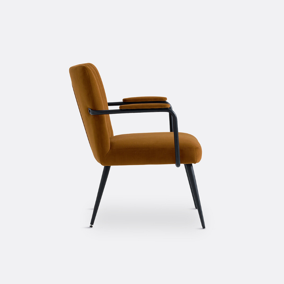 Fauteuil vintage velours avec accoudoirs, Ronara
