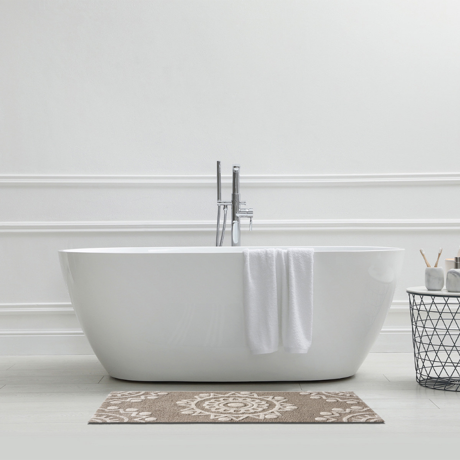 Tapis de bain déco en coton tufté PONDICHERY