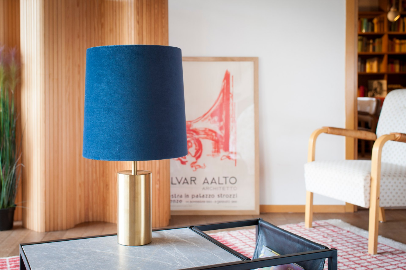 Lampe et abat-jour en velours et laiton SARHITA