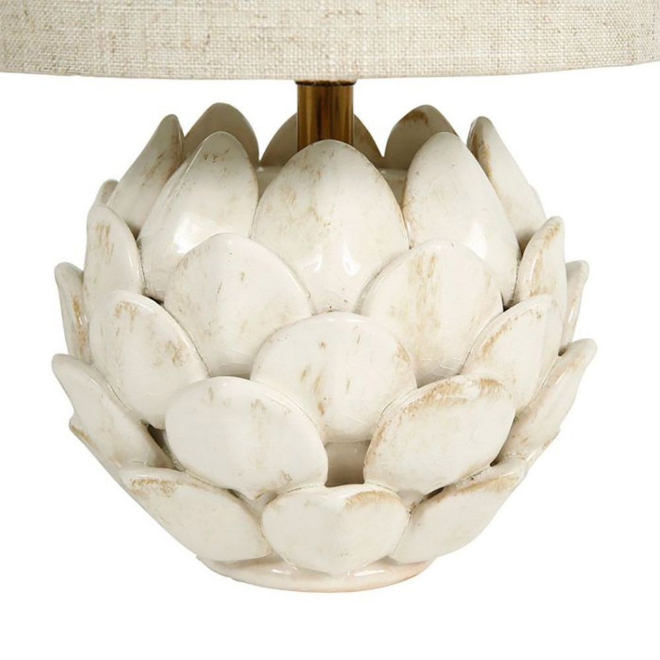 Lampe Pétales Céramique Lin Beige