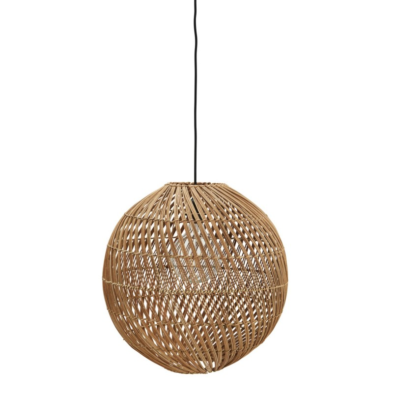 Lampe suspension ronde rotin naturel