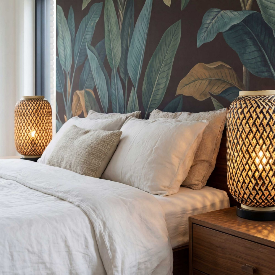 Lampe à poser en métal et bambou, MINELLE