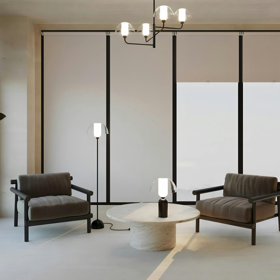 Lampe de salon noire rétro – verre et céramique WINDER