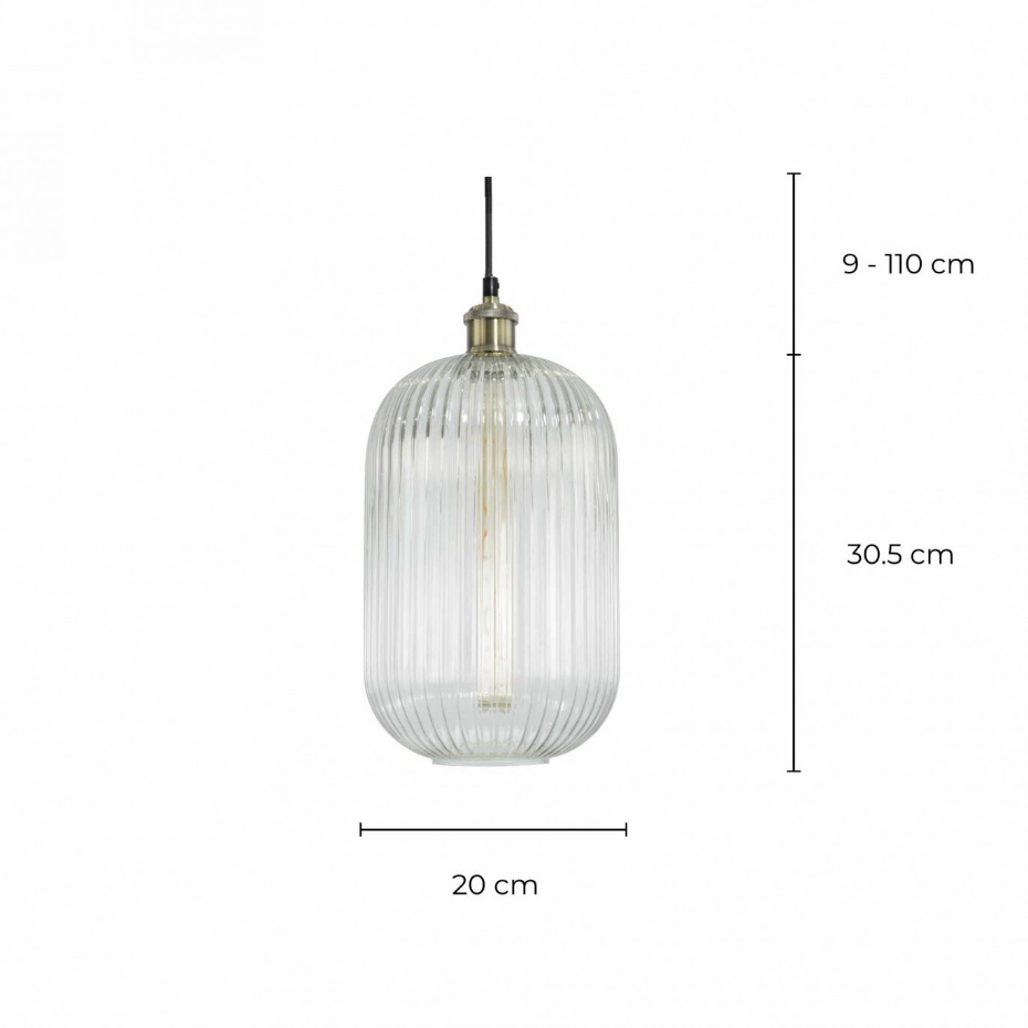 Suspension vintage en verre strié, CHAMBRET