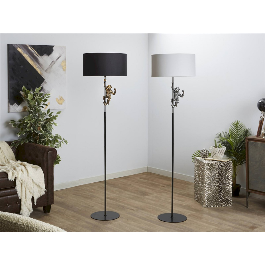 Lampadaire design singe en résine et métal rond