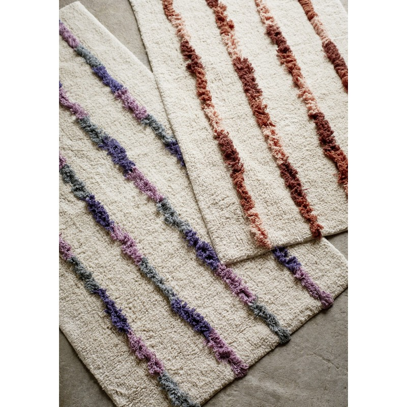 Tapis rayé tufté coton