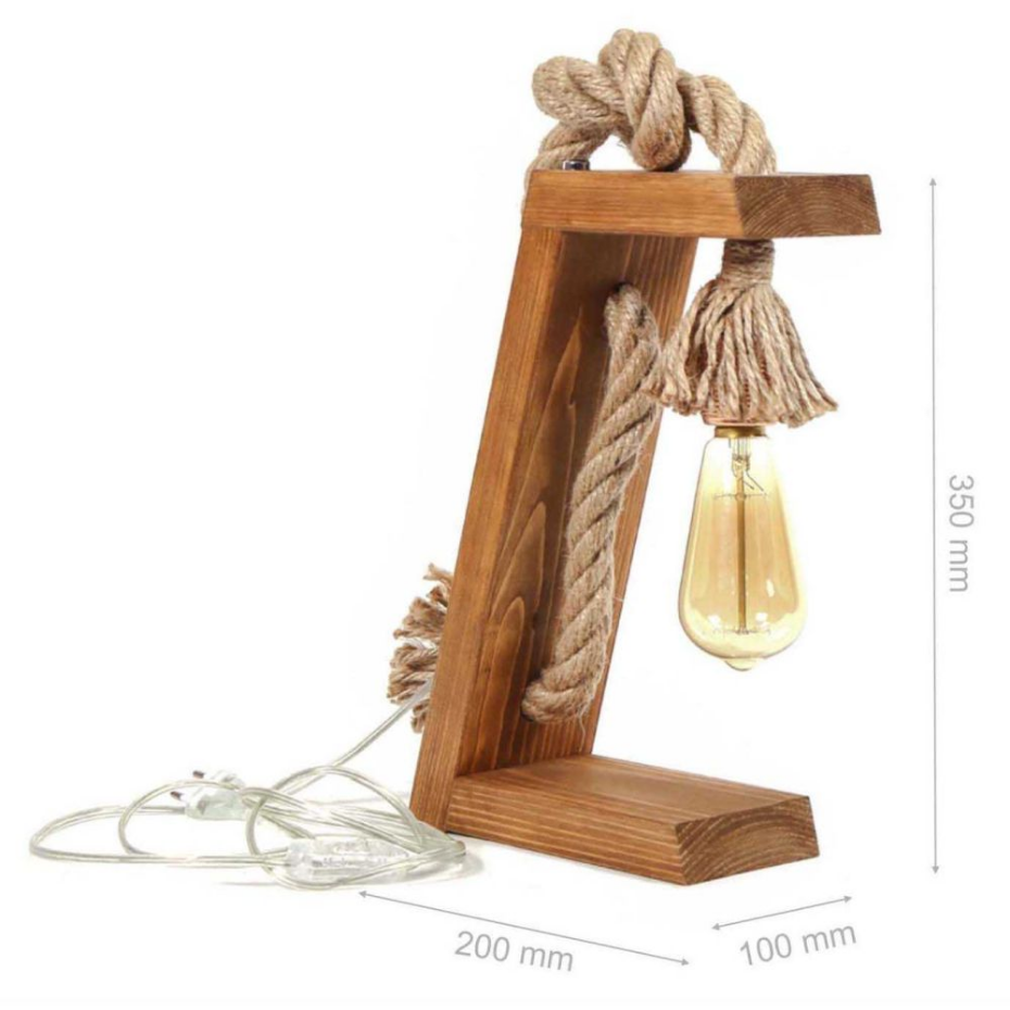 Lampe à poser en sapin et jute Kitt