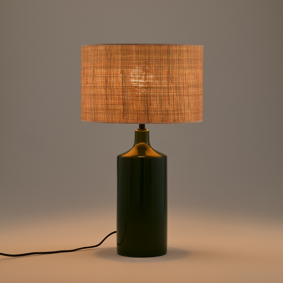 Lampe à poser céramique et raphia, Rabano