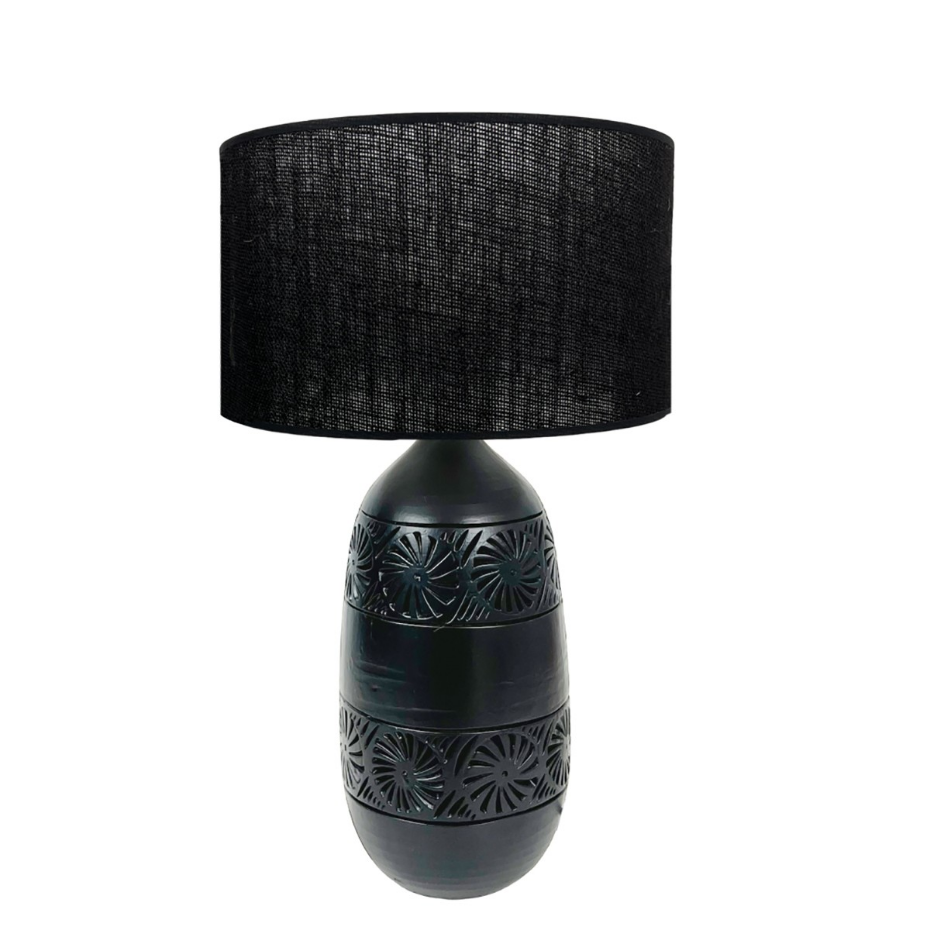 Lampe en terre cuite avec abat-jour jute, KÉO MAYA