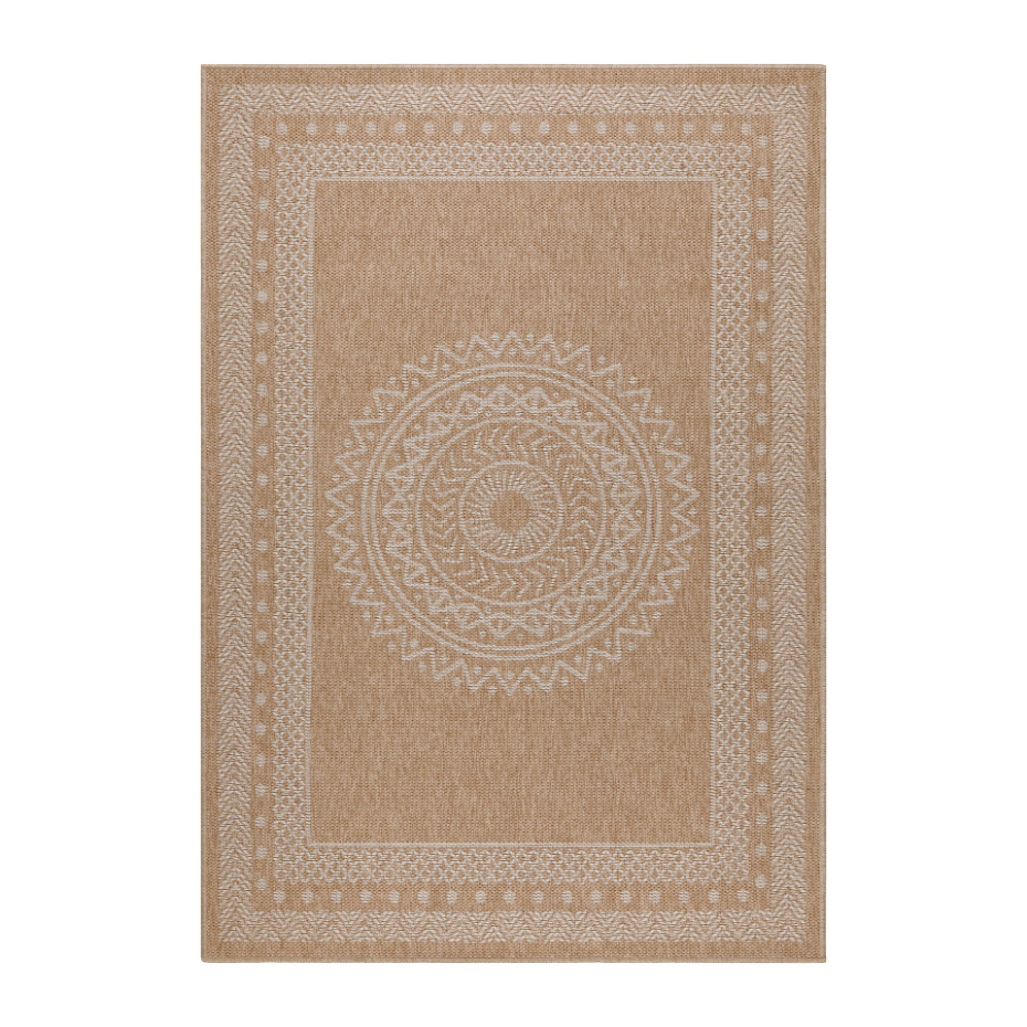 Tapis intérieur extérieur aspect jute à motif mandala DHAKA