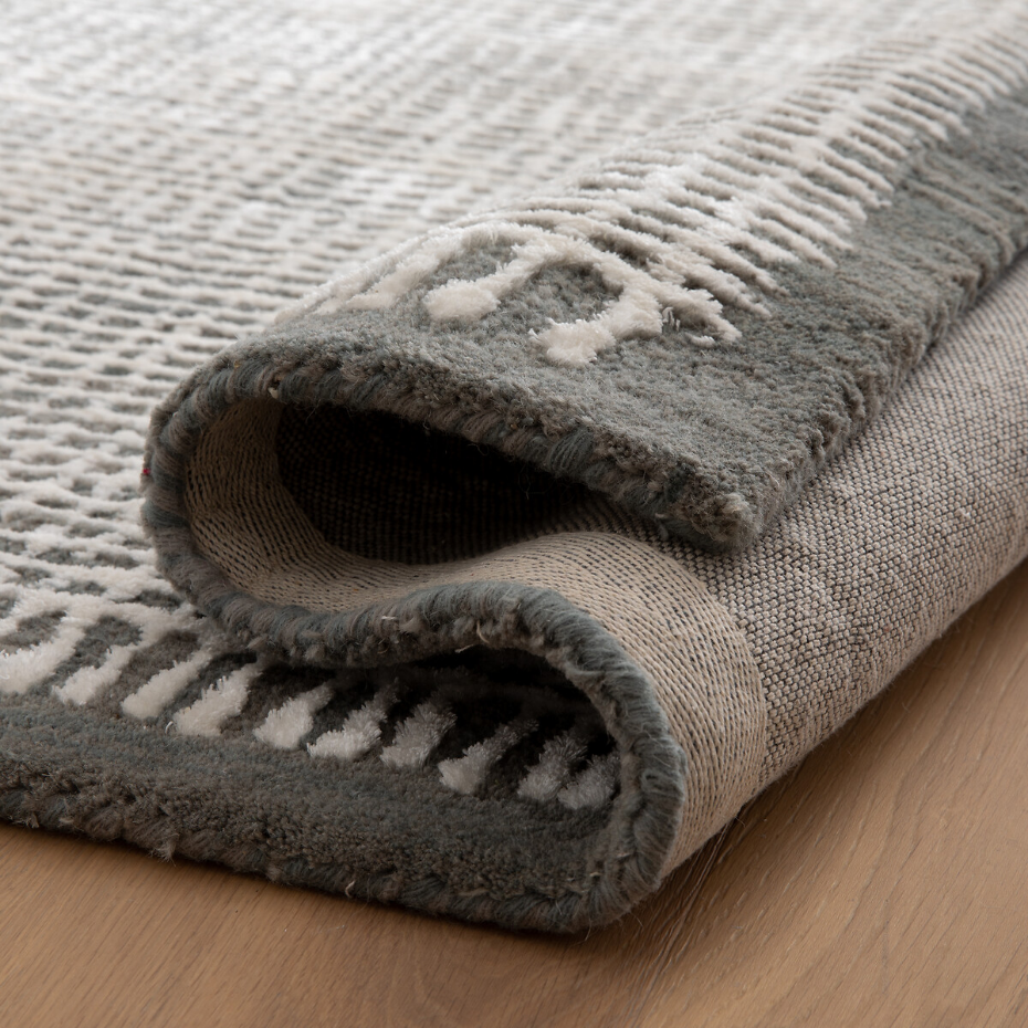 Tapis tufté main, Lyocell® et laine, Net