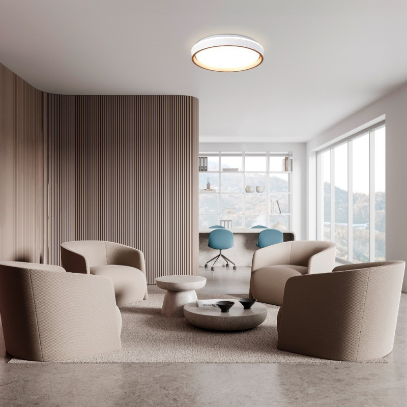 Plafonnier led dimmable et CCT blanc et doré Verona