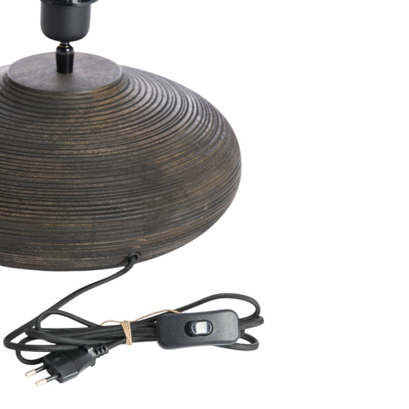 Lampe A Poser Bois brun Abat Jour gris clair Koma