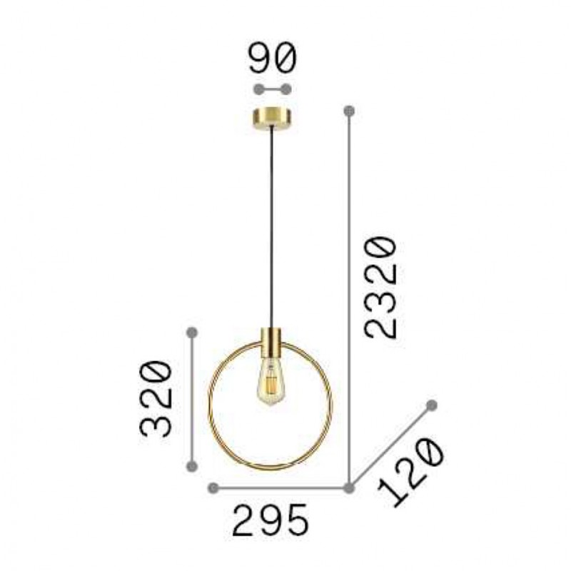 Suspension Filaire Abc Laiton Satiné Cercle