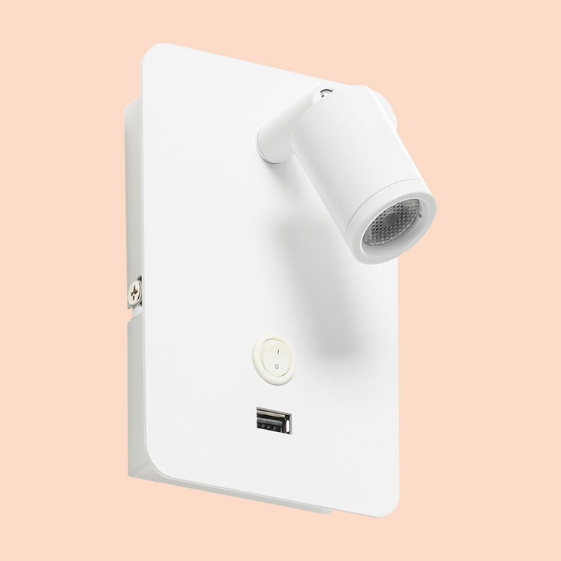 Applique Liseuse Blanche Livia Avec Port Usb