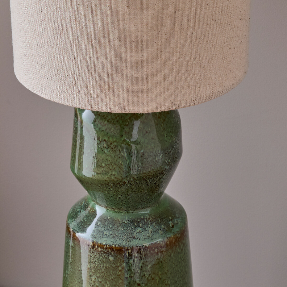 Lampe à poser en céramique et lin, TOTEMY CERAMIQUE