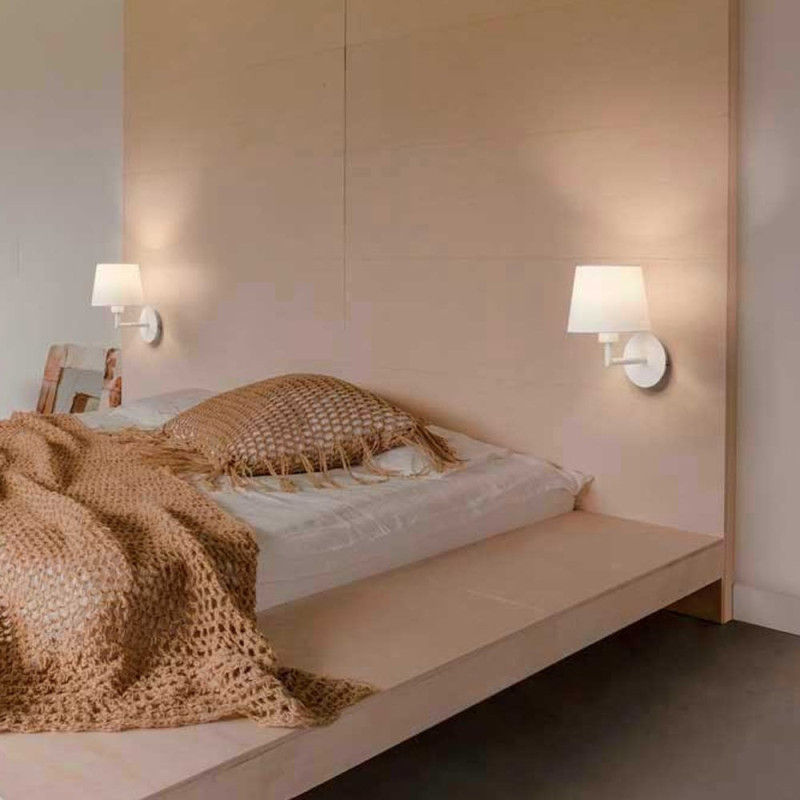Applique Romi Chrome Mat Abat Jour Blanc