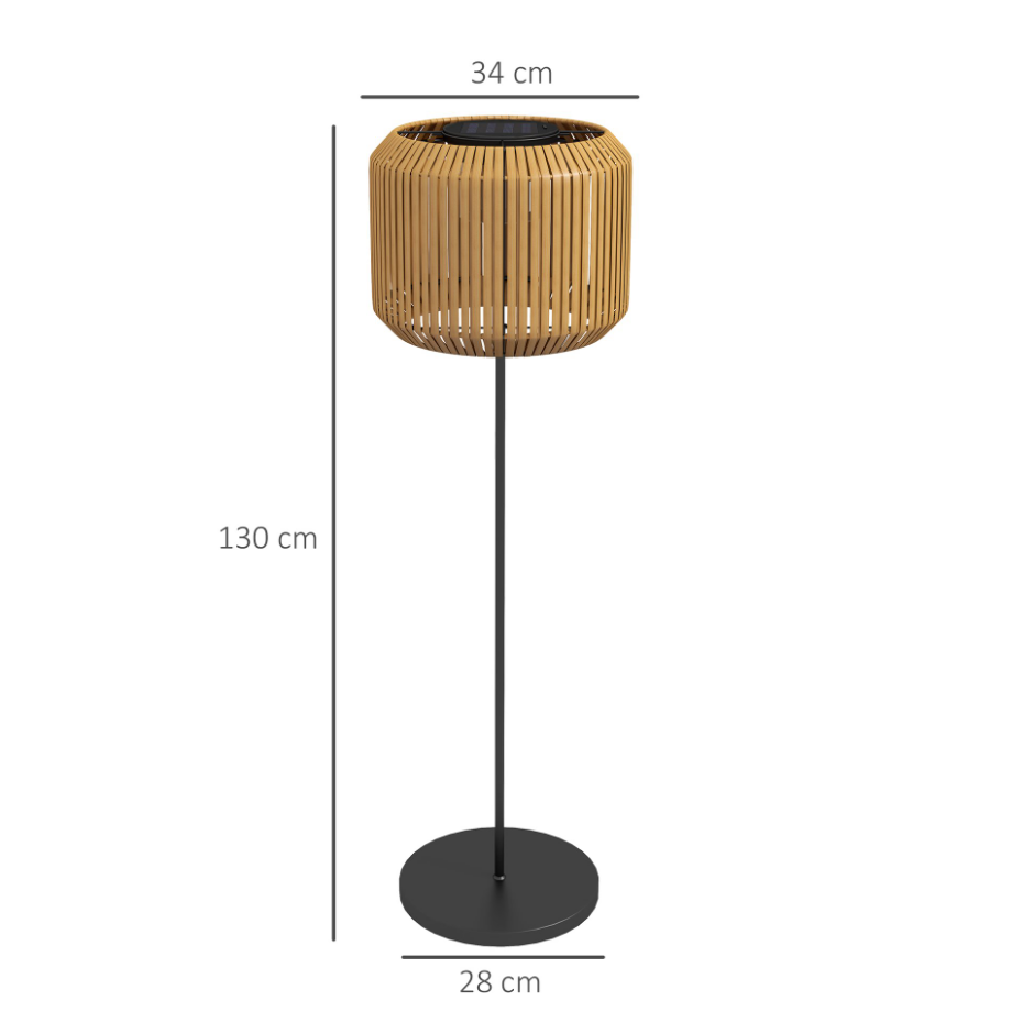 Lampadaire solaire LED style exotique H. 130 cm résine effet rotin
