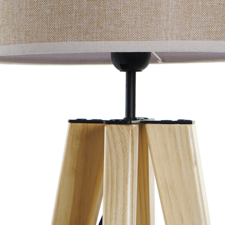 Lampe à poser trépied bois et abat-jour beige 30x30x69cm