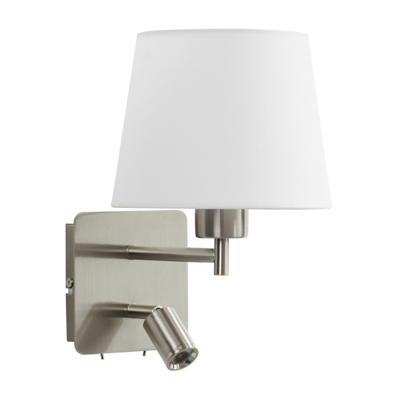 Applique Tête De Lit Room Liseuse chrome Abat-jour Blanc