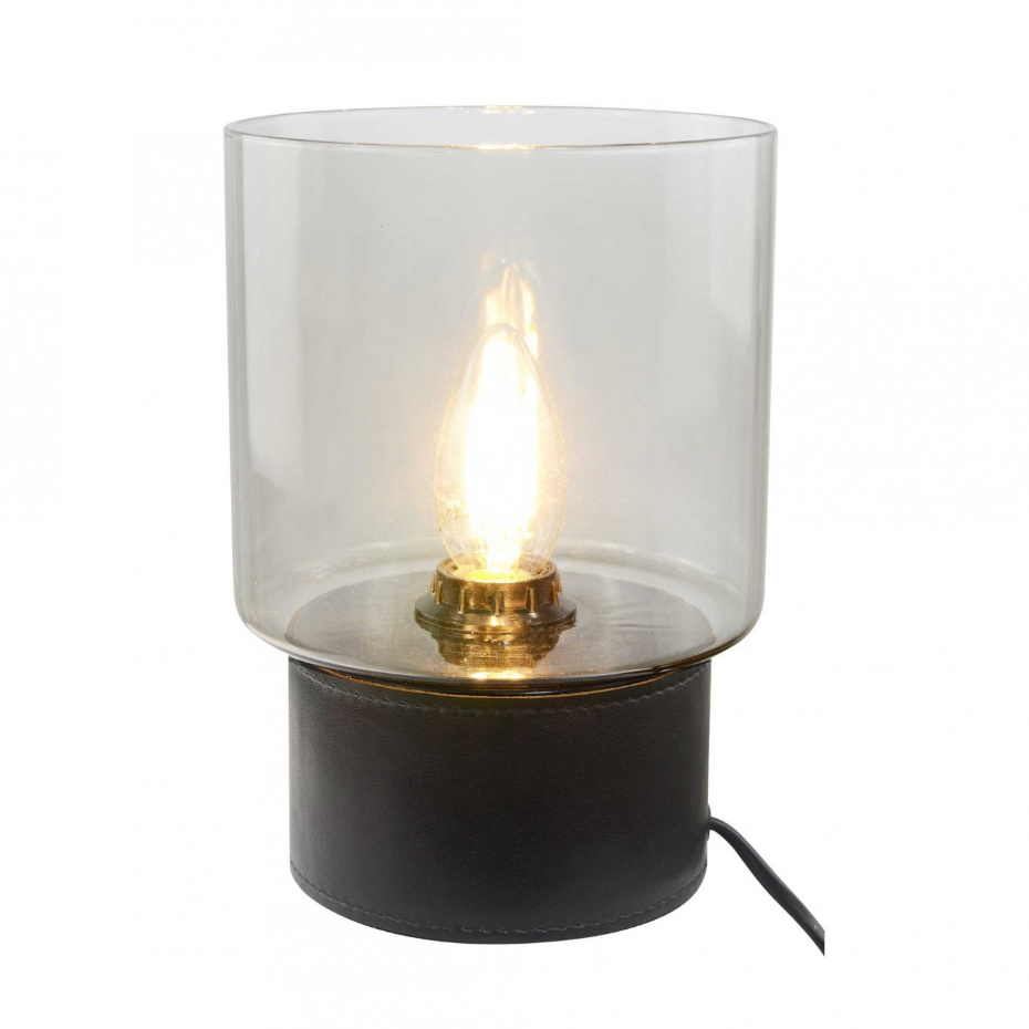 Lampe à poser aspect cuir et verre, ACOREL