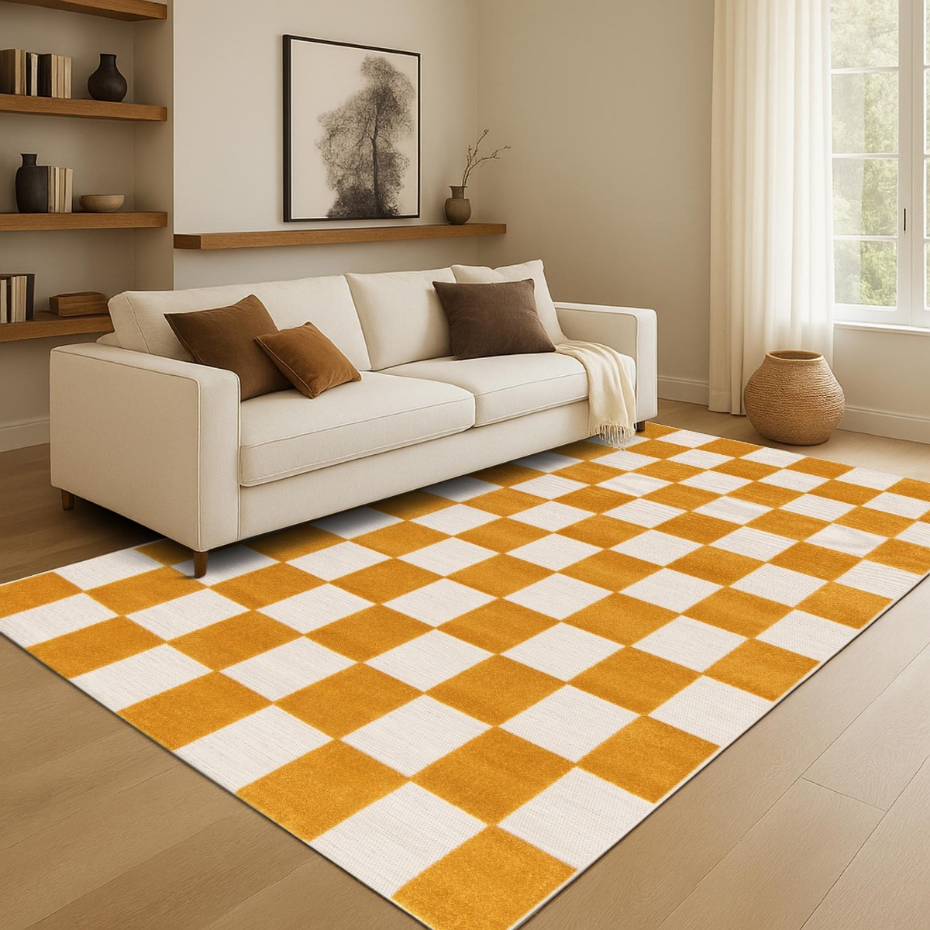 Tapis salon damier en relief moderne   CHILL