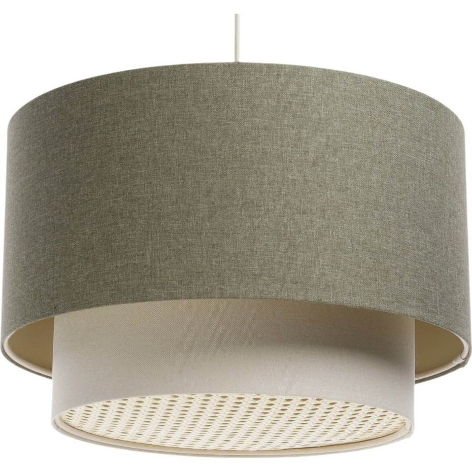 Suspension ronde en tissu et rotin Boho Elegant