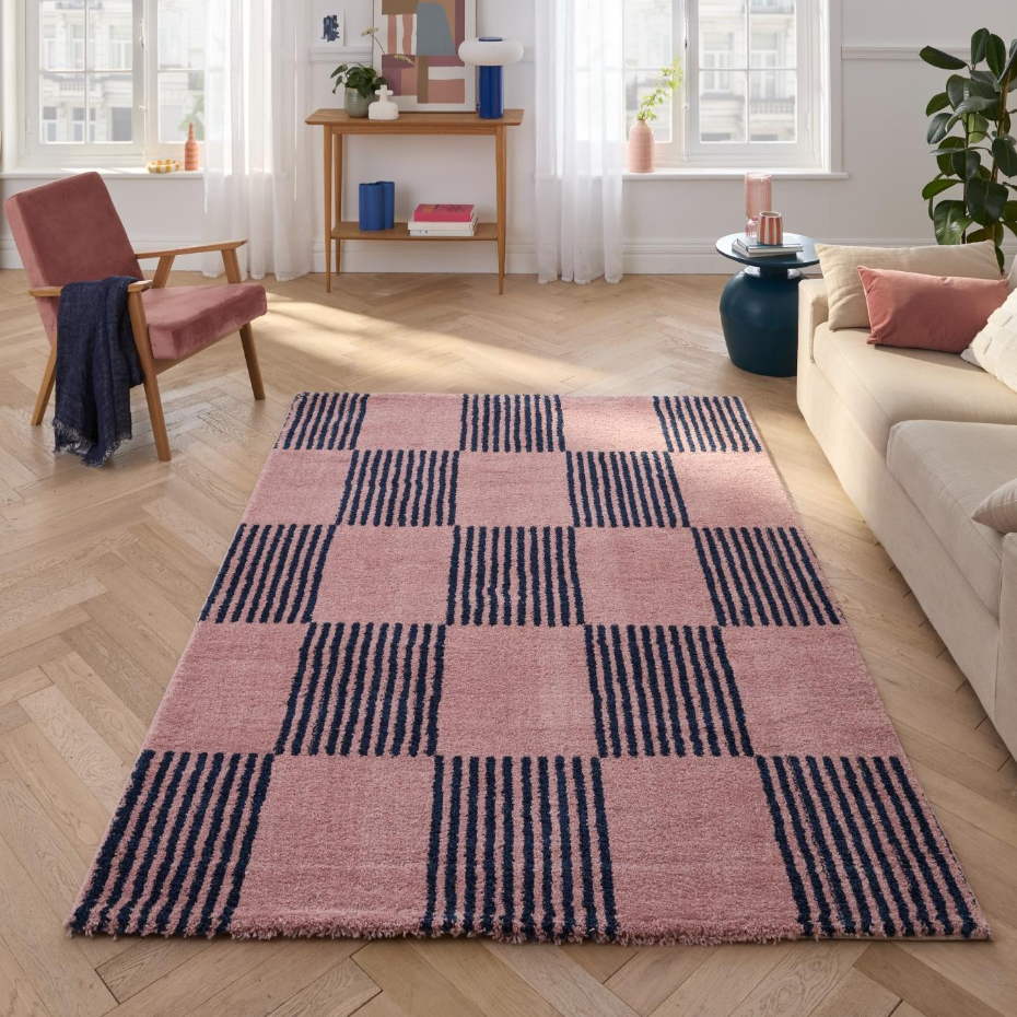 Tapis d'intérieur vintage à damier rayure GROOVY