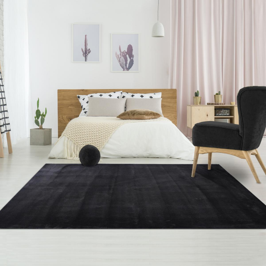 Tapis LYN10 LAVABLE uni, tapis shaggy à longs poils