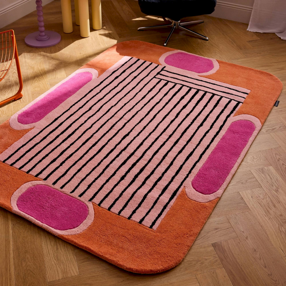 Tapis en laine et coton rectangulaire