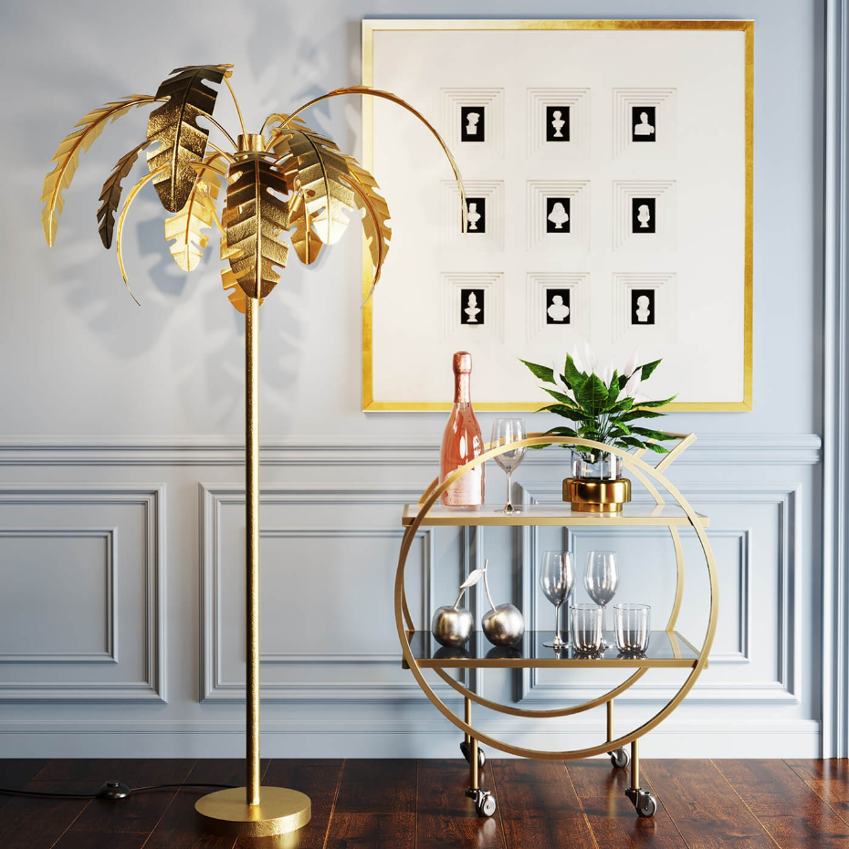 Lampadaire feuilles de palmier en acier