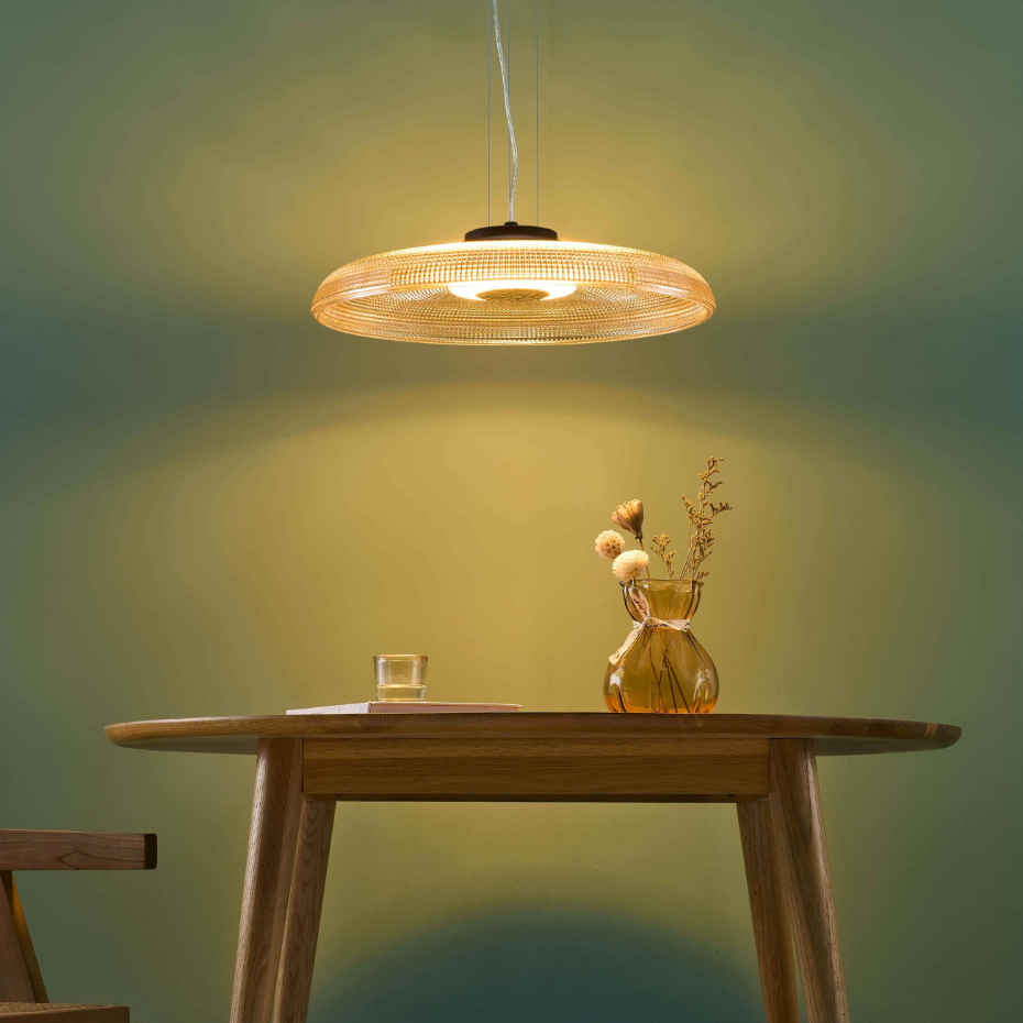 Plafonnier rond verre ambré - OSSARA