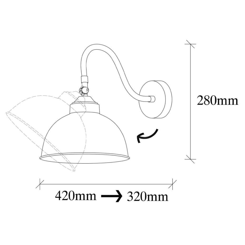 Applique vintage noir mat, abat-jour orientable SILE