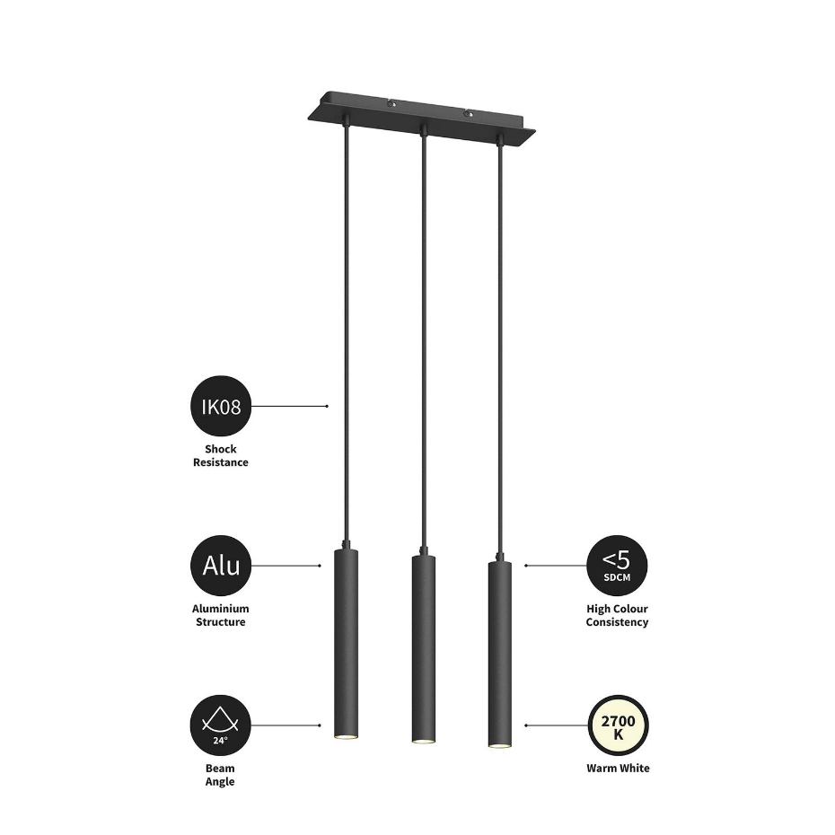Suspension en aluminium moderneLED, Franka