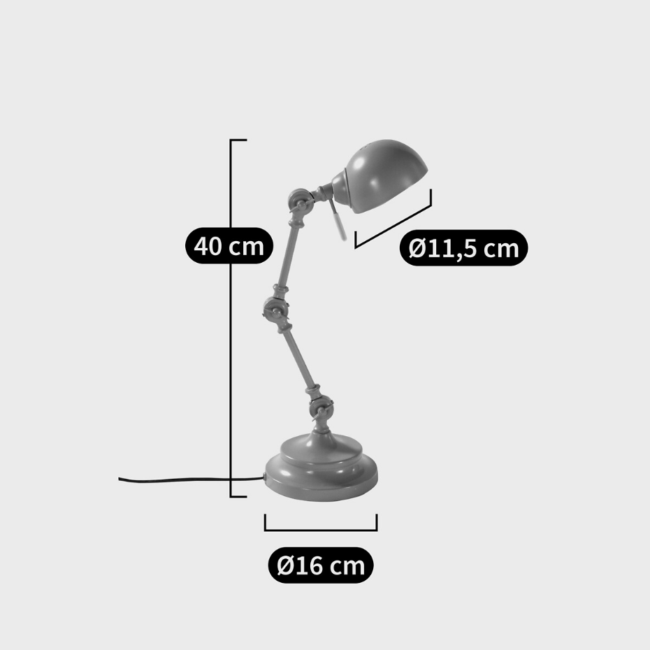 Lampe bureau, métal acier style industriel, Kikan