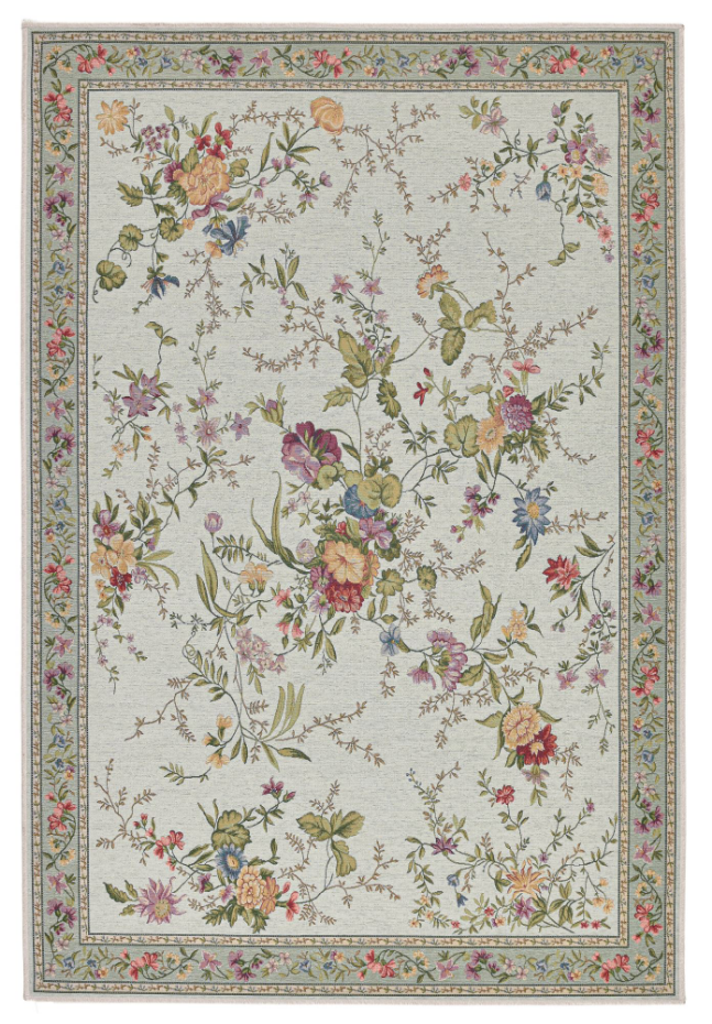 Tapis floral tissé à la machine avec bordure - Flomi