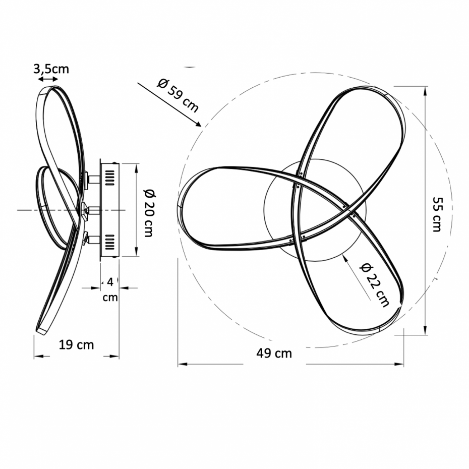 Plafonnier LED design 3 boucles - ACHT