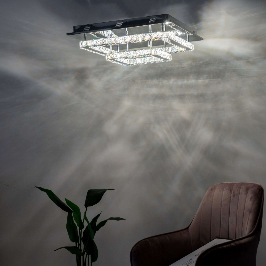 Plafonnier LED carré cristal - WADE