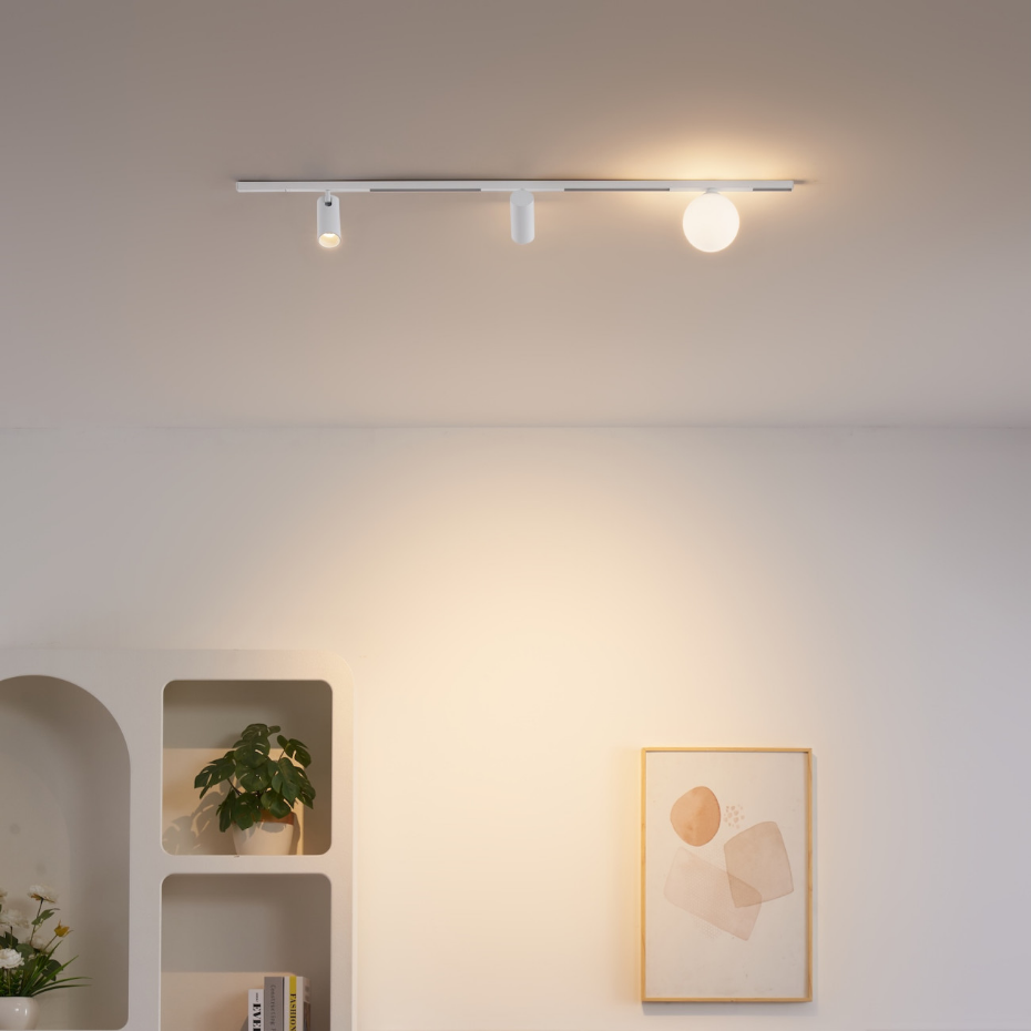 Kit rail LED 2 spots + 1 boule verre - LYNE