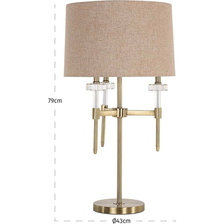 Lampe de table ronde en laiton brossé et cristal