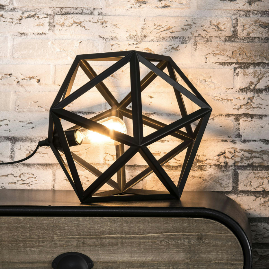 Lampe à poser moderne hexagonale métal noir TRIBECA