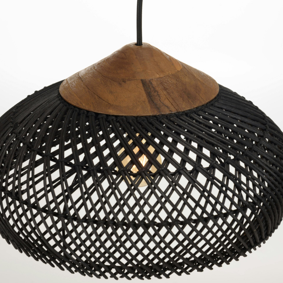 Suspension en rotin et teck 40cm FOLELLI