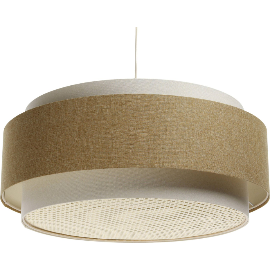Suspension ronde en tissu et rotin Boho Elegant