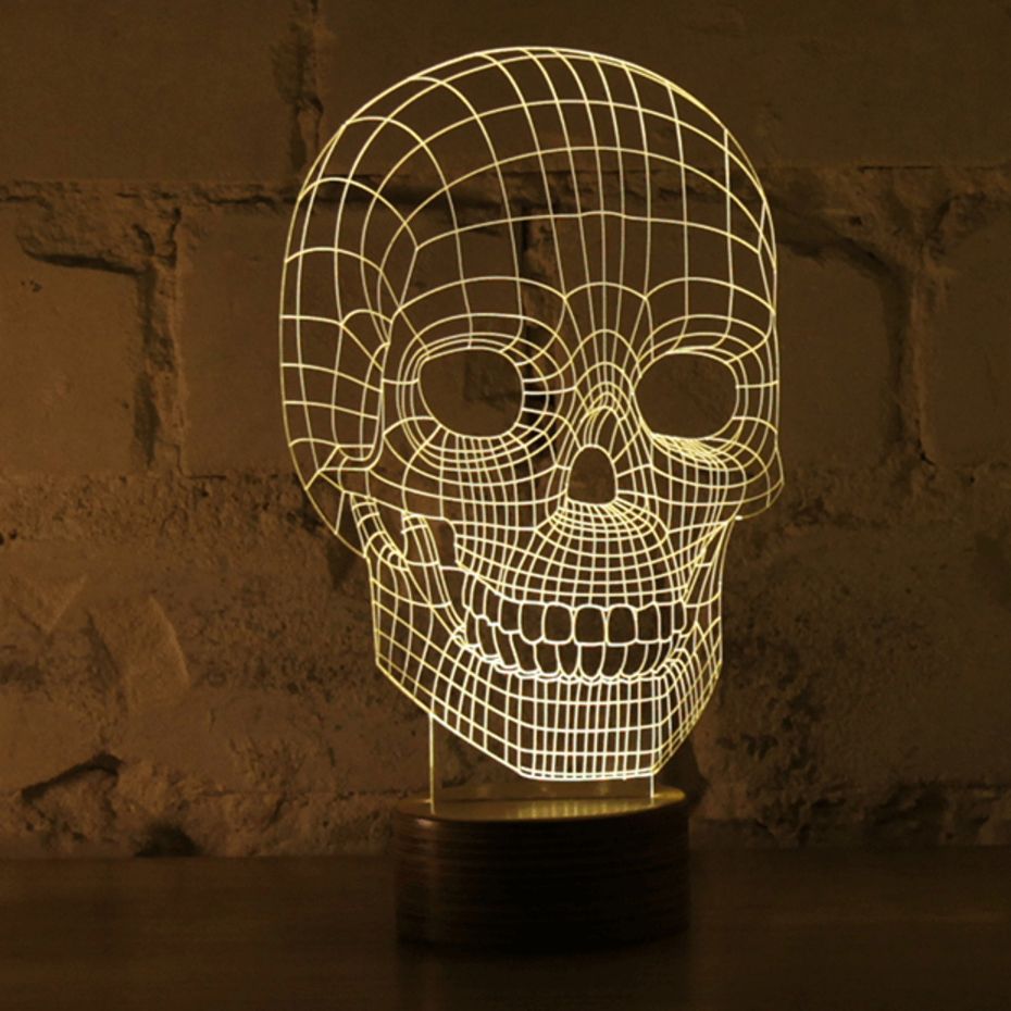 Lampe décorative en verre effet 3D skull bulbing