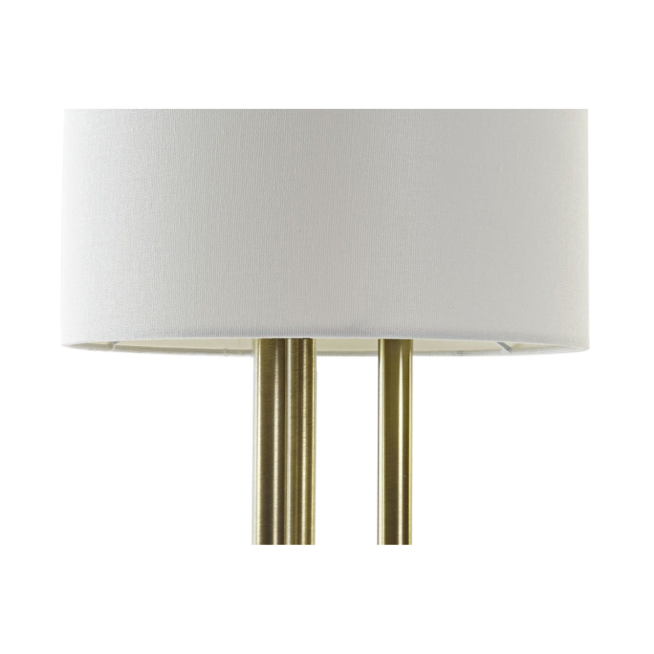 Lampe à Poser Rétro en Métal Doré et Abat-jour Blanc en Lin - H67cm